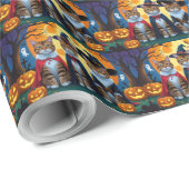 Bengaalse katten pompoen Halloween grappig Cadeaupapier (Rol Hoek)