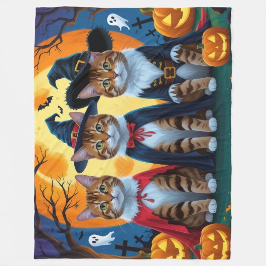 Bengaalse katten pompoen Halloween grappig Fleece Deken (Voorkant)