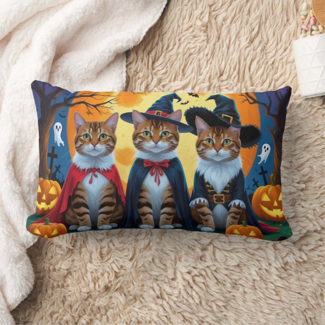 Bengaalse katten pompoen Halloween grappig Kussen (Deken)