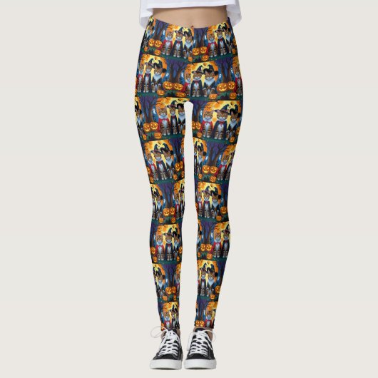 Bengaalse katten pompoen Halloween grappig Leggings (Voorkant)