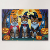 Bengaalse katten pompoen Halloween grappig Legpuzzel (Horizontaal)