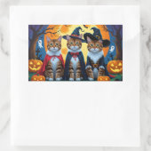 Bengaalse katten pompoen Halloween grappig Rechthoekige Sticker (Tas)