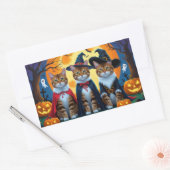 Bengaalse katten pompoen Halloween grappig Rechthoekige Sticker (Envelop)