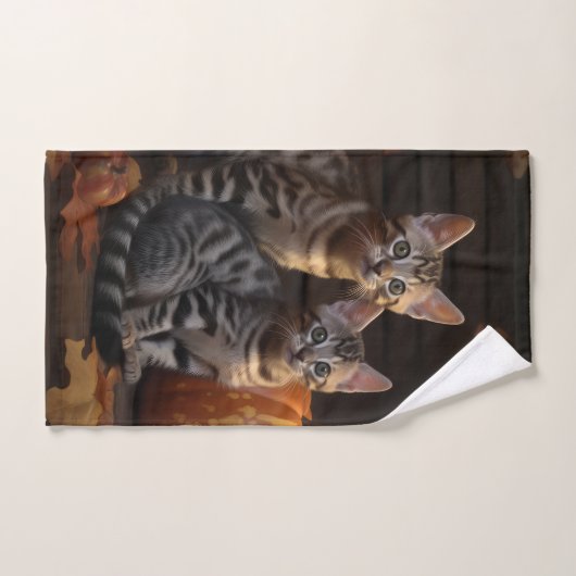 Bengaalse Kitten Herfst Delight Pompoen Bad Handdoek (Handdoek)