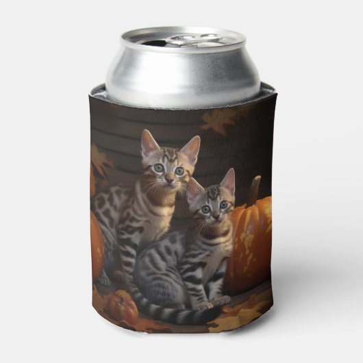 Bengaalse Kitten Herfst Delight Pompoen Blikjeskoeler (Blikje Voorkant)
