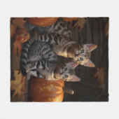Bengaalse Kitten Herfst Delight Pompoen Fleece Deken (Voorkant (Horizontaal))