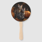 Bengaalse Kitten Herfst Delight Pompoen Handwaaier (Voorkant)