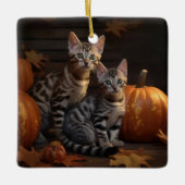 Bengaalse Kitten Herfst Delight Pompoen Keramisch Ornament (Voorkant)