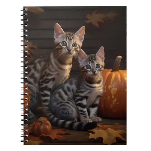 Bengaalse Kitten Herfst Delight Pompoen Notitieboek (Voorkant)