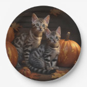 Bengaalse Kitten Herfst Delight Pompoen Papieren Bordje (Voorkant)