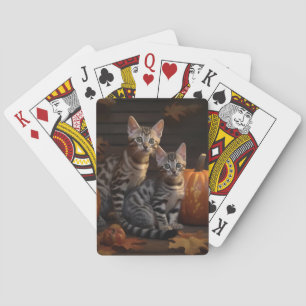 Bengaalse Kitten Herfst Delight Pompoen Pokerkaarten