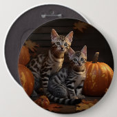 Bengaalse Kitten Herfst Delight Pompoen Ronde Button 6,0 Cm (Voorkant /achterkant)