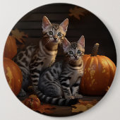 Bengaalse Kitten Herfst Delight Pompoen Ronde Button 6,0 Cm (Voorkant)