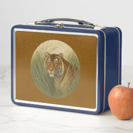 Bengaalse tijger bruine metalen lunchbox