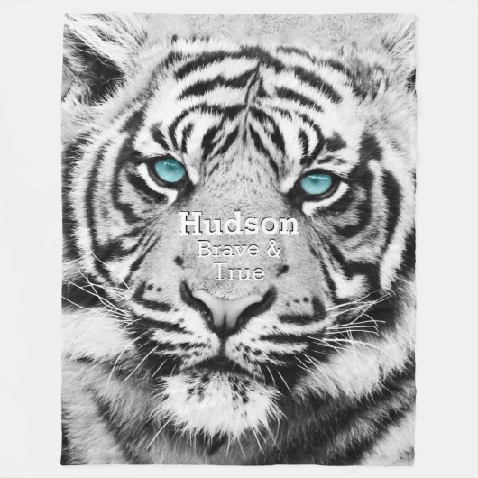 Bengaalse tijger gepersonaliseerde witte tijger fleece deken (Voorkant)