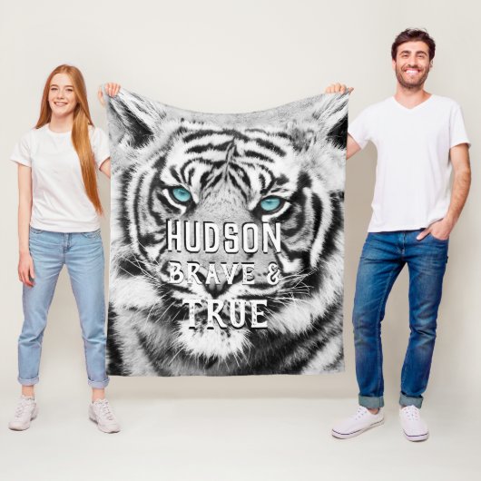 Bengaalse tijger gepersonaliseerde witte tijger fleece deken (In situ)