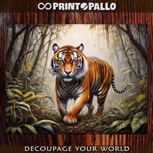 Bengaalse tijger in het oerwoud tissuepapier