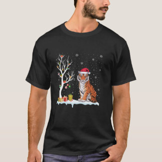 Bengaalse tijger kerstman hoed feestelijke boom li t-shirt