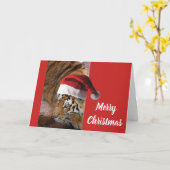 Bengaalse Tijger Kerstman Kaart (Gele Bloem)