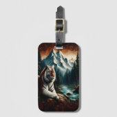 Bengaalse tijger kijkt naar bergstroom bagagelabel (Voorkant (verticaal))