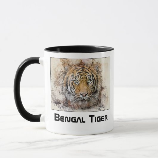 Bengaalse Tijger Kop Illustratie Mok (Links)