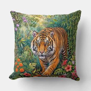 Bengaalse Tijger Levendig Bamboe Jungle Kussen