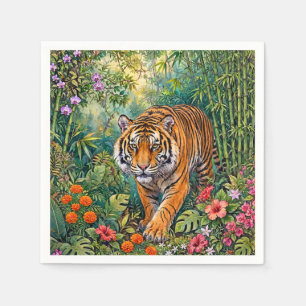 Bengaalse Tijger Levendig Bamboe Jungle Servet