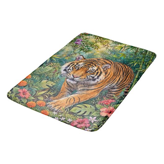 Bengaalse Tijger Levendige Bamboe Jungle Badmat (Gekanteld)