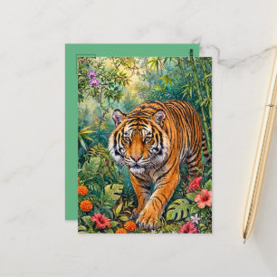 Bengaalse Tijger Levendige Bamboe Jungle Briefkaart