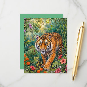 Bengaalse Tijger Levendige Bamboe Jungle Informatiekaartje