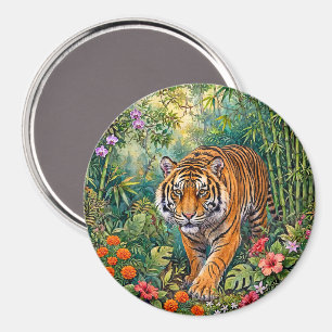 Bengaalse Tijger Levendige Bamboe Jungle Magneet