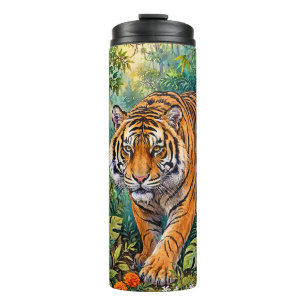 Bengaalse Tijger Levendige Bamboe Jungle Thermosbeker