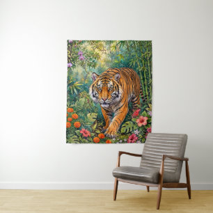 Bengaalse Tijger Levendige Bamboe Jungle Wandkleed
