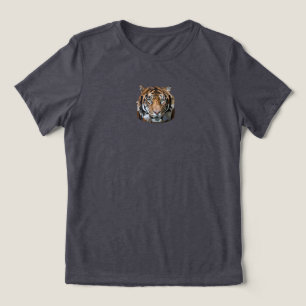 Bengaalse tijger met de hand getekende digitale ku Tri-Blend shirt