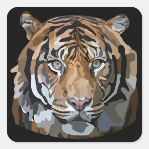 Bengaalse tijger met de hand getekende digitale ku vierkante sticker