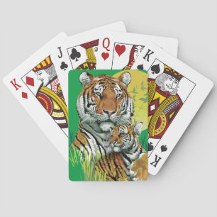 Bengaalse Tijger Met Welp Pokerkaarten