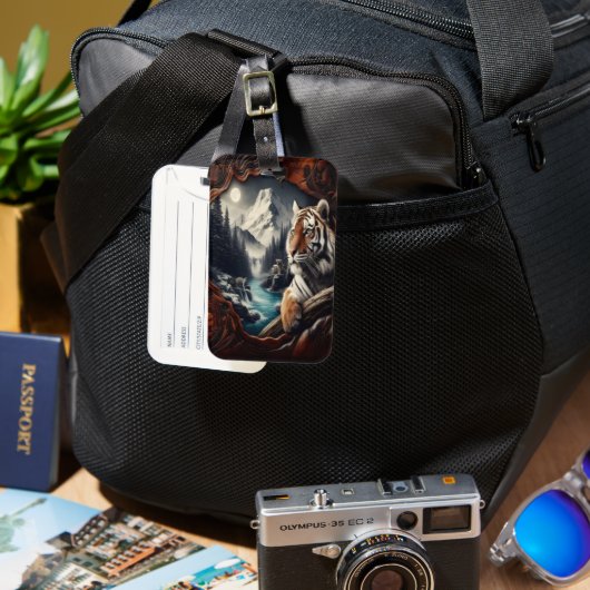 Bengaalse tijger Moonlit Berg Bagagelabel (Voorkant & Achterkant)