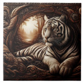 Bengaalse tijger ontspant in bos bij zonsondergang tegeltje (Voorkant)