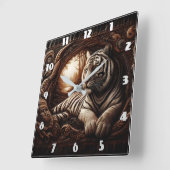 Bengaalse tijger ontspant in bos bij zonsondergang vierkante klok (Hoek)