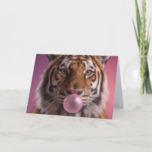 Bengaalse Tijger Portret Blaast Roze Kauwgom Bubbe Kaart
