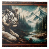 Bengaalse tijger rust bij Mountain River Tegeltje (Voorkant)