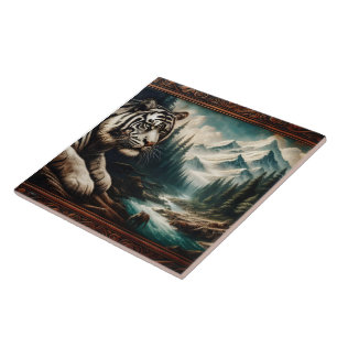 Bengaalse tijger rust bij Mountain River Tegeltje