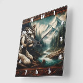 Bengaalse tijger rust bij Mountain River Vierkante Klok (Hoek)