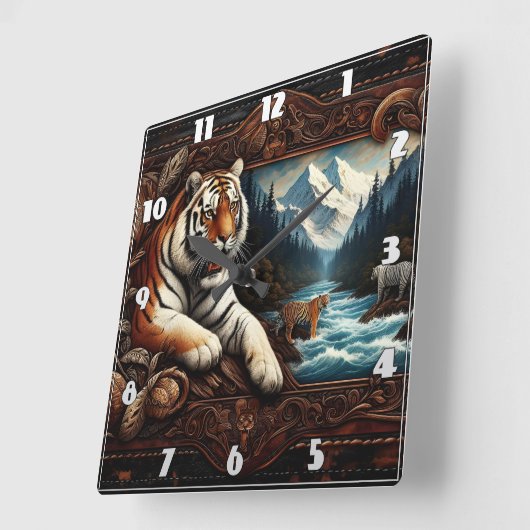 Bengaalse tijger rust in de buurt van Mountain Str Vierkante Klok (Hoek)