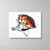 Bengaalse tijger springt eruit! canvas afdruk (Voorkant)