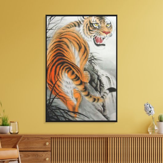 Bengaalse tijger verpakt canvas (Insitu (Woonkamer))