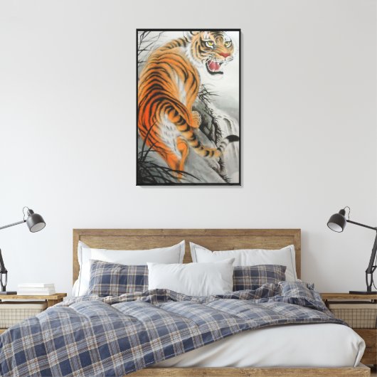 Bengaalse tijger verpakt canvas afdruk (Insitu (Slaapkamer))