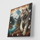 Bengaalse tijger wandelen door de rivier bij zonso vierkante klok (Hoek)