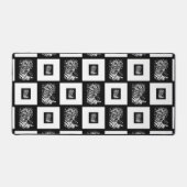 Bengaalse tijger zwart-wit schaakbordpatroon bureaumat (Voorkant)