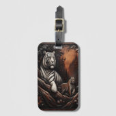 Bengaalse tijgerfamilie in Twilight Forest Bagagelabel (Voorkant (verticaal))